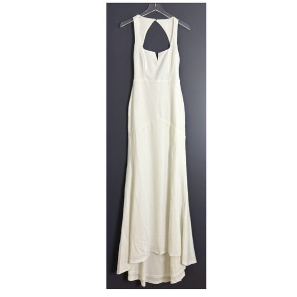NWOT Lulus Everlasting Promise White Notched Backless Mermaid Maxi Dress - Picture 3 of 9